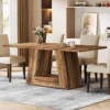 Faux Marble Dining Table – Rectangular Table for 4–6 with Sturdy Wooden Base