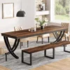 Farmhouse Dining Table – Large Rectangular Table for 6–8, Brown Wood Finish