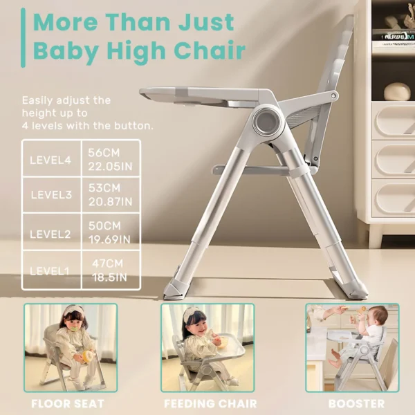 Portable Folding High Chair – Baby Booster Seat for Dining (6M–3Y)