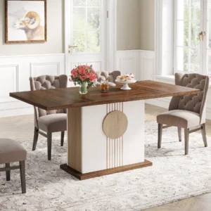 Farmhouse Dining Table – Wood Kitchen Table for 4–6 People