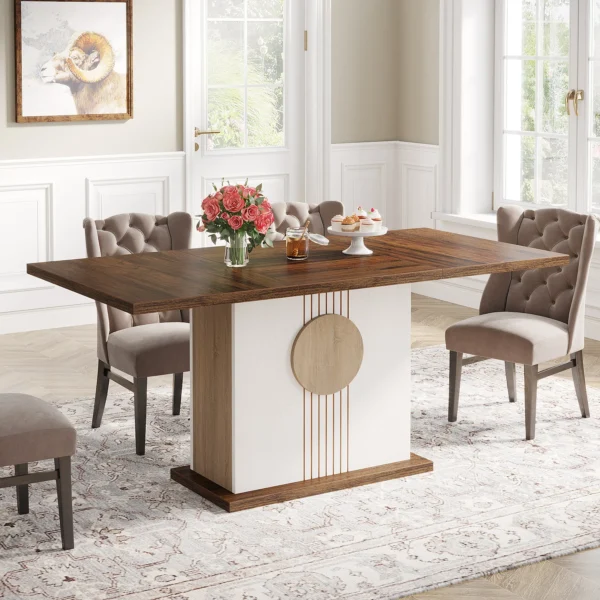 Farmhouse Dining Table – Wood Kitchen Table for 4–6 People