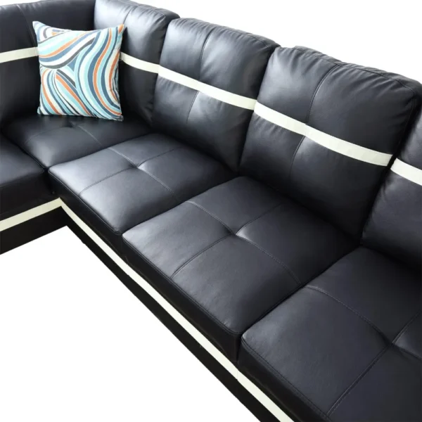 Modern L-Shape Leather Sectional – Faux Leather Sofa with Storage Ottoman