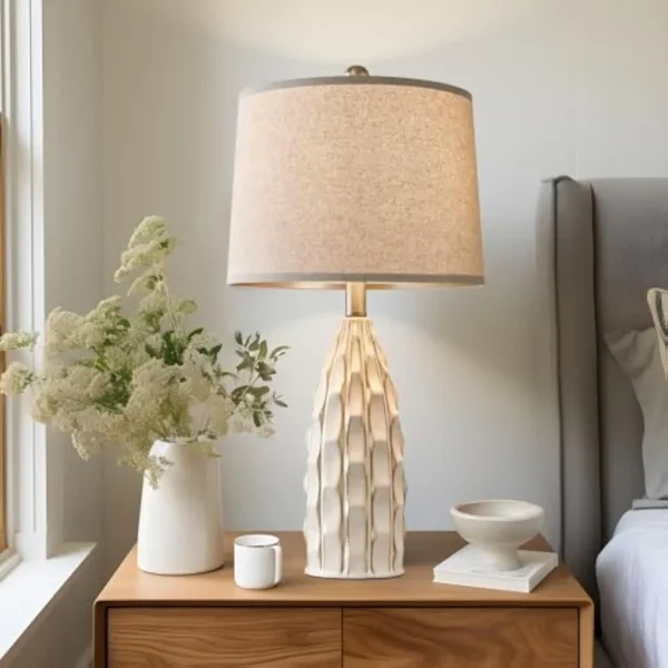 Ceramic Table Lamps Set of 2 – Bedside Lamps for Bedroom, Living Room, End Tables