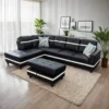Modern L-Shape Leather Sectional – Faux Leather Sofa with Storage Ottoman
