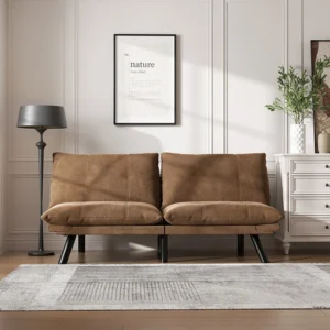 2-Seater Convertible Leather Sofa – Modern Folding Couch for Small Spaces