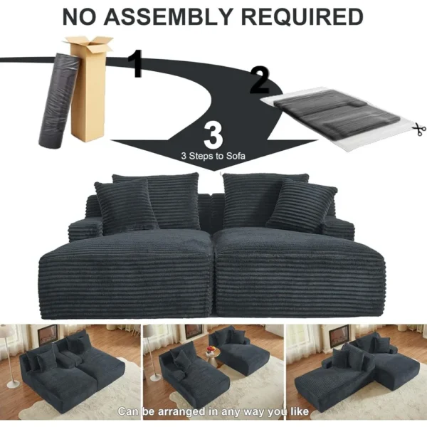 Corduroy Oversized Sleeper Sectional Sofa with Double Chaise