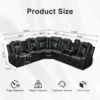 6-Seater Faux Leather Power Recliner Sofa with LED, USB & Speaker
