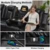 6-Seater Faux Leather Power Recliner Sofa with LED, USB & Speaker