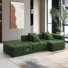 L-Shaped Corduroy Sectional – Modular Deep Seat Cloud Sofa, Minimalist & Wrinkle-Resistant