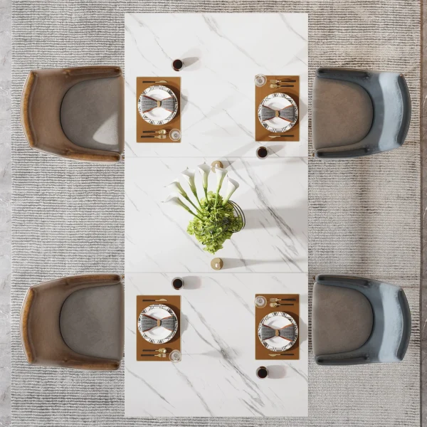 Tribesigns Dining Table – White Faux Marble Table for 4–6 People