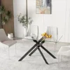 Glass Dining Table – Tempered Top with Metal Legs for Home or Kitchen