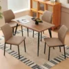 5PC Dining Set – Wood Table & Upholstered Chairs for Kitchen or Small Spaces