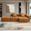 L-Shaped Corduroy Sectional – Modular Deep Seat Cloud Sofa, Minimalist & Wrinkle-Resistant
