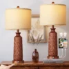 Set of 2 Dimmable Touch Lamps – USB A+C Ports, Modern Coastal Bedside Lamps
