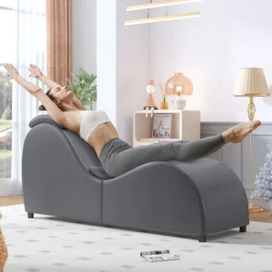 Leather Yoga Chair – Curved Lounge Sofa for Stretching & Relaxation
