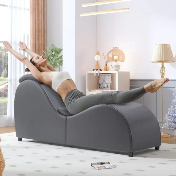 Leather Yoga Chair – Curved Lounge Sofa for Stretching & Relaxation