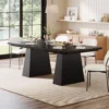Modern Black Dining Table – Seats 4–6 with Wooden Legs