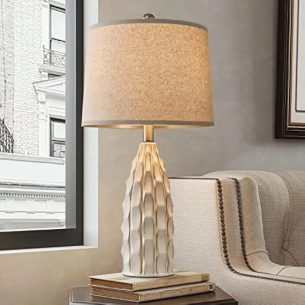 Ceramic Table Lamps Set of 2 – Bedside Lamps for Bedroom, Living Room, End Tables