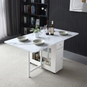 Foldable Dining Table with Storage & Drawers – Extendable & Movable Design