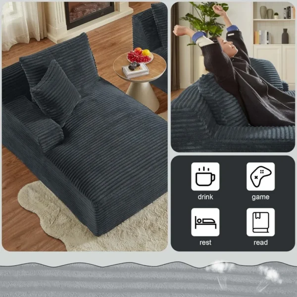 Corduroy Oversized Sleeper Sectional Sofa with Double Chaise