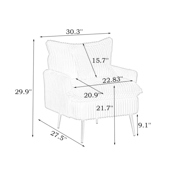 Yellow Corduroy Single Sofa Chair – Accent for Home or Office