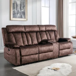 Velvet Power Recliner Sofa – 3-Seater with Massage, Heat & USB Ports