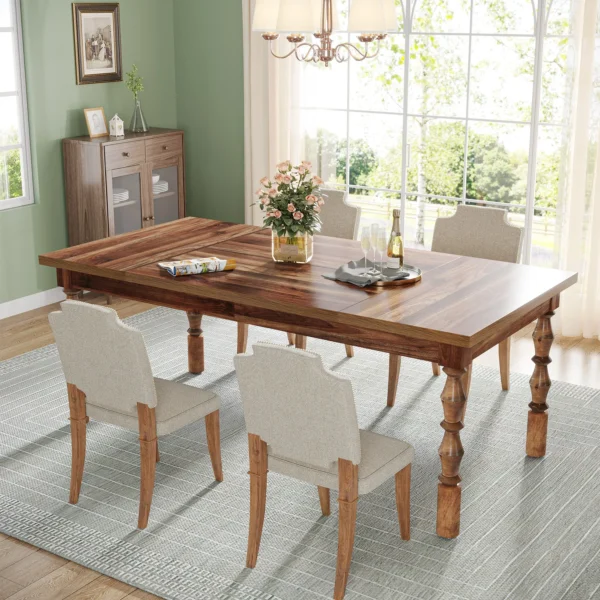 Farmhouse Wood Patio Table – Indoor/Outdoor Dining Table for 4–6