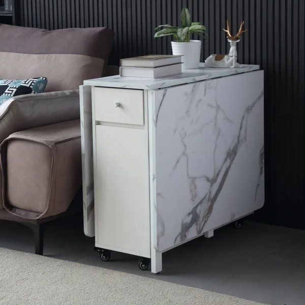 Foldable Dining Table with Storage & Drawers – Extendable & Movable Design