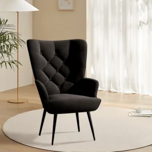 Velvet Accent Armchair – High Back, Button-Tufted, Cushioned Seat