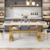 Rectangular Dining Table – Modern Kitchen Table for 4–6 with Faux Marble Top