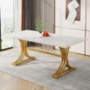 Rectangular Dining Table – Modern Kitchen Table for 4–6 with Faux Marble Top