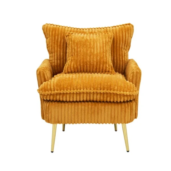 Yellow Corduroy Single Sofa Chair – Accent for Home or Office