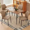 5PC Dining Set – Wood Table & Upholstered Chairs for Kitchen or Small Spaces