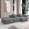 L-Shaped Corduroy Sectional – Modular Deep Seat Cloud Sofa, Minimalist & Wrinkle-Resistant