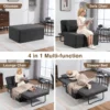 Vabches 4-in-1 Sleeper Chair – Convertible Linen Chaise with Adjustable Backrest