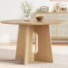 Round Dining Table – Farmhouse Kitchen Table for 2–6 with Cross Sturdy Legs