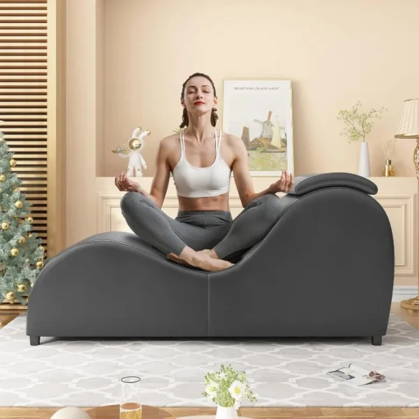 Leather Yoga Chair – Curved Lounge Sofa for Stretching & Relaxation