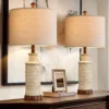Set of 2 Farmhouse Table Lamps – Rustic Bedside Lamps for Bedroom/Living Room