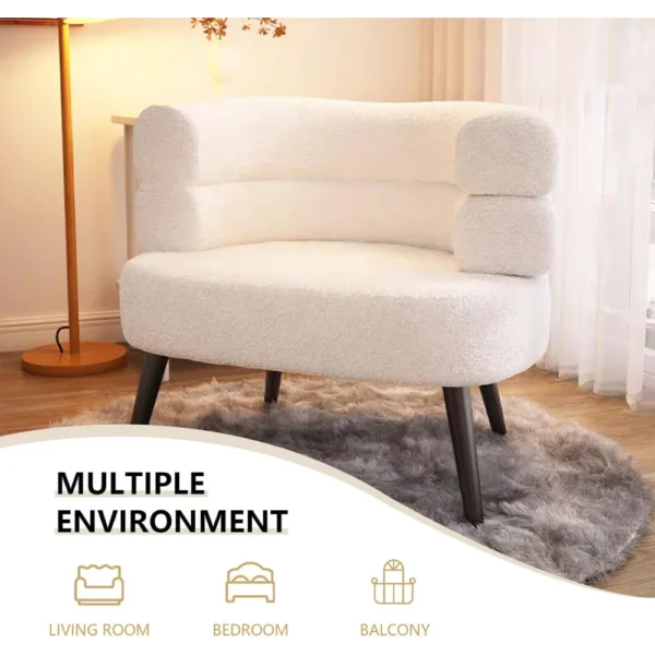 Upholstered Flannel Vanity Chair – No-Wheel Accent Seat with Black Legs