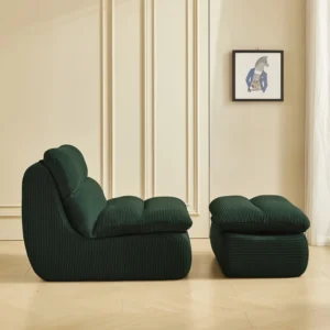 Bean Bag Accent Chair with Footstool – Compressed Lazy Sofa Seat