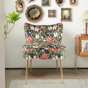 Velvet Single Sofa Chair – Modern Minimalist Accent with Metal Legs