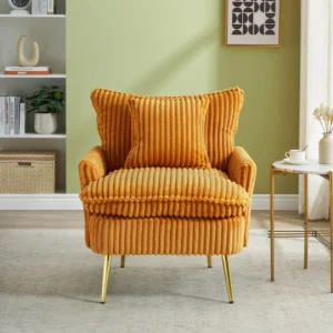 Yellow Corduroy Single Sofa Chair – Accent for Home or Office