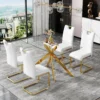 Glass Dining Table – Tempered Top with Metal Legs for Home or Kitchen