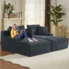 Corduroy Oversized Sleeper Sectional Sofa with Double Chaise