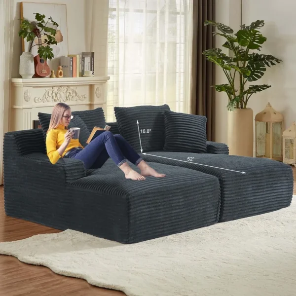 Corduroy Oversized Sleeper Sectional Sofa with Double Chaise