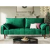 Velvet  Loveseat – Tufted 3-Seater Sofa with Pillows & Storage Pockets