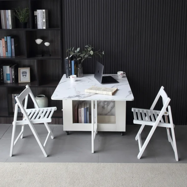 Foldable Dining Table with Storage & Drawers – Extendable & Movable Design