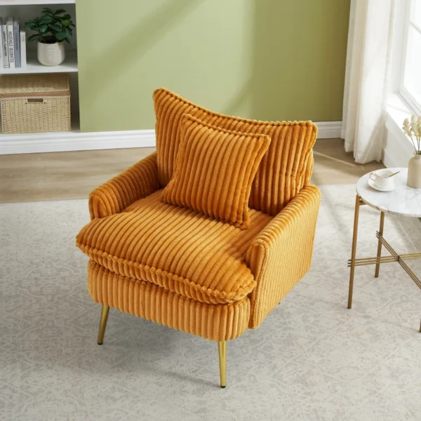 Yellow Corduroy Single Sofa Chair – Accent for Home or Office