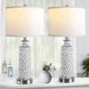 Set of 2 Dimmable Touch Lamps – USB A+C Ports, Modern Coastal Bedside Lamps