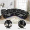 6-Seater Faux Leather Power Recliner Sofa with LED, USB & Speaker